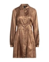 Pinko Woman Mini Dress Camel Size 10 Polyester In Beige