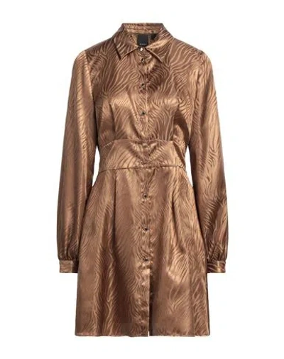 Pinko Woman Mini Dress Camel Size 10 Polyester In Beige
