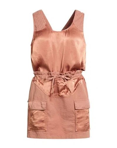Pinko Woman Mini Dress Camel Size 6 Cotton, Elastane, Viscose, Lyocell In Neutral