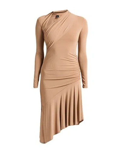 Pinko Woman Mini Dress Camel Size L Viscose, Elastane