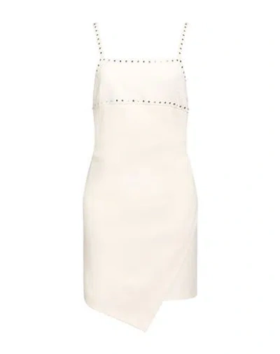 Pinko Woman Mini Dress Cream Size 6 Polyester, Elastane, Aluminum In White