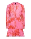 Pinko Woman Mini Dress Fuchsia Size 10 Cotton In Pink