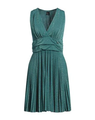 Pinko Woman Mini Dress Green Size L Viscose, Metallic Fiber, Polyamide, Elastane