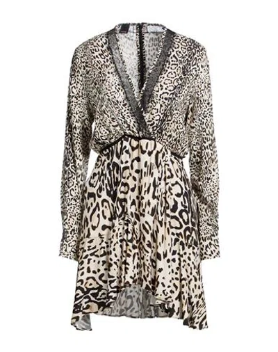 Pinko Woman Mini Dress Ivory Size 8 Viscose In Brown