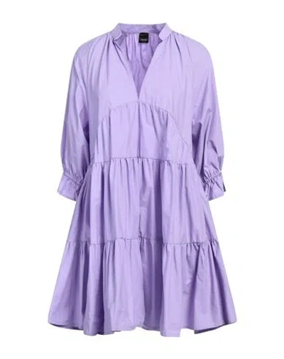 Pinko Woman Mini Dress Lilac Size 6 Cotton In Purple