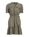 Pinko Woman Mini Dress Military Green Size 10 Cotton