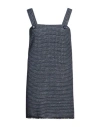 Pinko Woman Mini Dress Navy Blue Size 4 Cotton, Polyester, Viscose, Polyamide, Metallic Fiber
