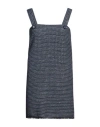 Pinko Woman Mini Dress Navy Size 6 Cotton, Polyester, Viscose, Polyamide, Metallic Fiber In Navy Blue