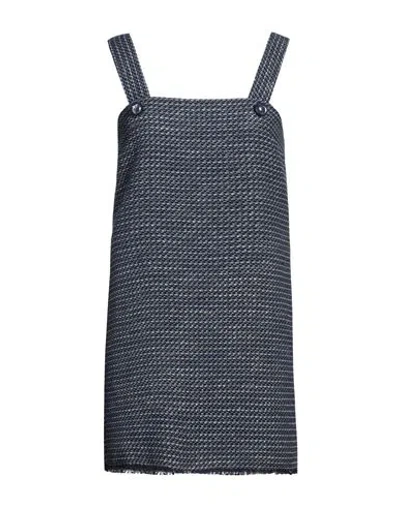 Pinko Woman Mini Dress Navy Size 6 Cotton, Polyester, Viscose, Polyamide, Metallic Fiber In Navy Blue