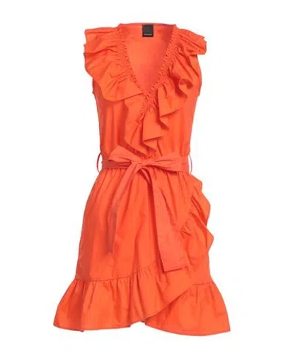 Pinko Woman Mini Dress Orange Size 10 Cotton