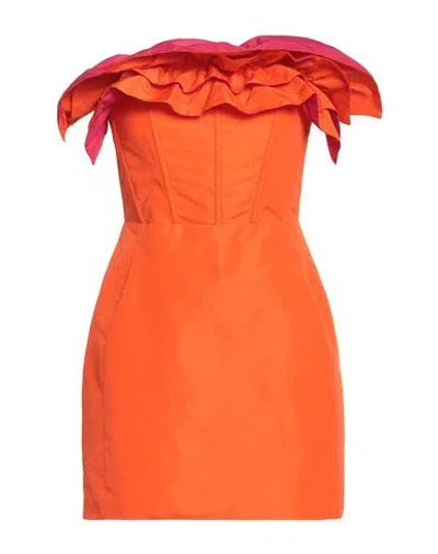 Pinko Woman Mini Dress Orange Size 12 Polyester