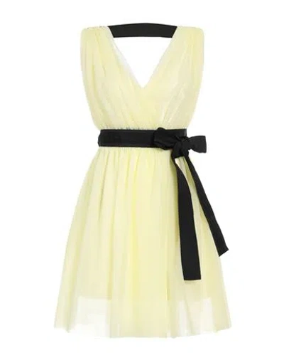 Pinko Woman Mini Dress Pastel Yellow Size 10 Polyamide, Polyester, Elastane