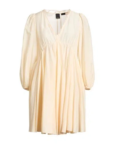 Pinko Woman Mini Dress Pastel Yellow Size 6 Cotton, Silk In Brown