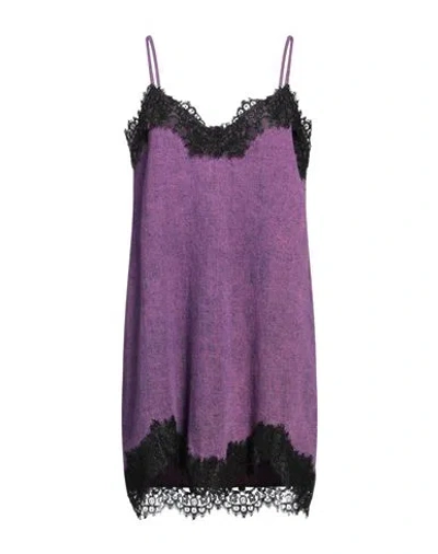Pinko Woman Mini Dress Purple Size 4 Cotton, Polyamide, Ramie