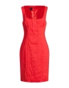 Pinko Woman Mini Dress Red Size 10 Linen, Viscose, Elastane In Red