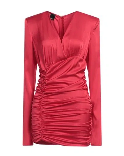 Pinko Woman Mini Dress Red Size 12 Polyester, Elastane