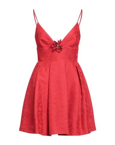 Pinko Woman Mini Dress Red Size 8 Polyester, Cotton