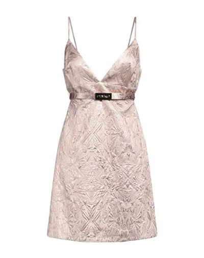 Pinko Woman Mini Dress Rose Gold Size 6 Polyester, Metallic Fiber, Viscose, Polyamide