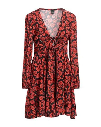 Pinko Woman Short Dress Tomato Red Size 6 Viscose