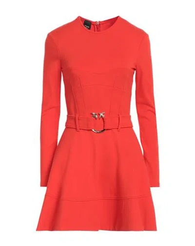 Pinko Woman Mini Dress Tomato Red Size 4 Viscose, Polyamide, Elastane