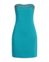 Pinko Woman Mini Dress Turquoise Size 8 Viscose, Elastane, Glass In Blue