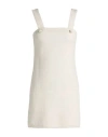 Pinko Woman Mini Dress White Size 10 Cotton, Polyester, Viscose, Polyamide, Metallic Fiber