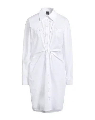 Pinko Woman Mini Dress White Size 12 Cotton, Brass, Viscose