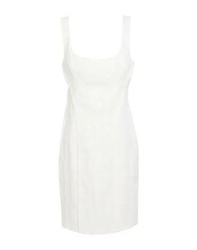 Pinko Woman Mini Dress White Size 6 Linen, Viscose, Elastane