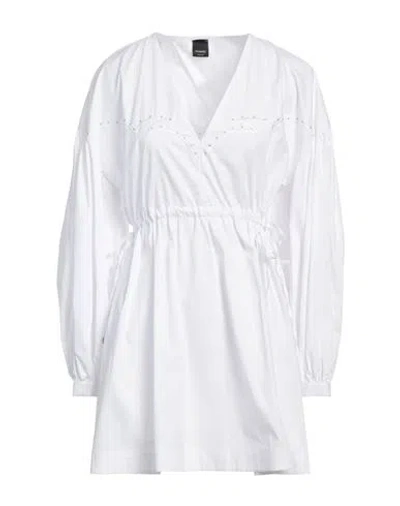 Pinko Woman Mini Dress White Size S Cotton, Brass