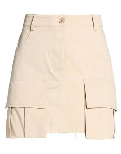Pinko Woman Mini Skirt Beige Size 2 Cotton, Elastane
