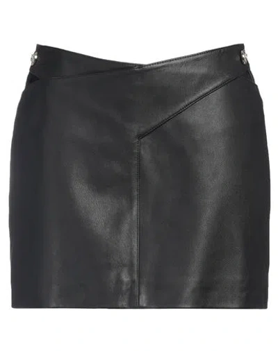 Pinko Woman Mini Skirt Black Size 10 Sheepskin