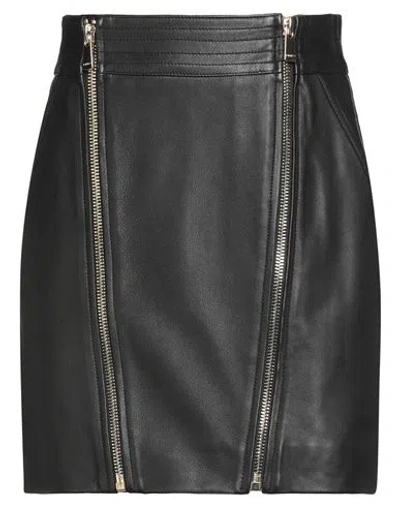 Pinko Woman Mini Skirt Black Size 6 Sheepskin