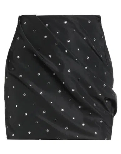 Pinko Woman Mini Skirt Black Size 8 Polyester, Glass, Brass