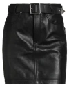 Pinko Woman Mini Skirt Black Size 8 Sheepskin In Black