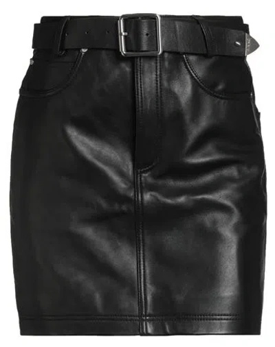 Pinko Woman Mini Skirt Black Size 8 Sheepskin