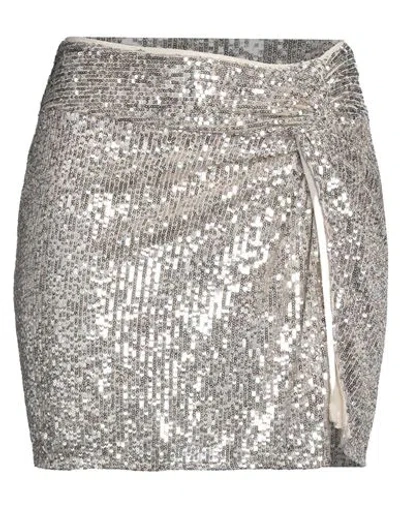 Pinko Woman Mini Skirt Cream Size S Polyester, Elastane In Metallic