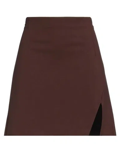 Pinko Woman Mini Skirt Dark Brown Size 8 Viscose, Polyamide, Elastane