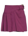 Pinko Woman Mini Skirt Plum Size 8 Wool, Polyester, Viscose, Elastane In Purple