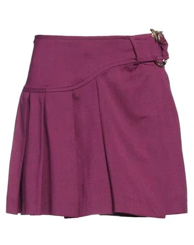 Pinko Woman Mini Skirt Plum Size 8 Wool, Polyester, Viscose, Elastane In Purple
