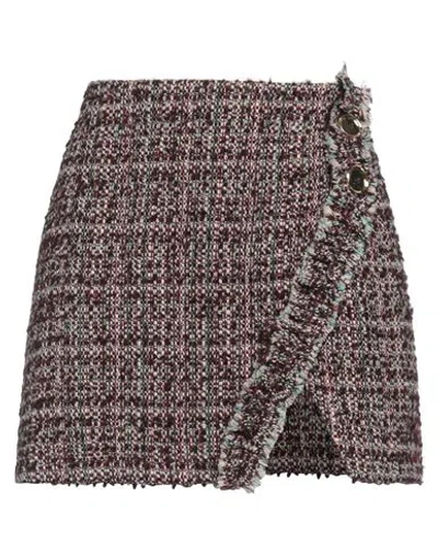 Pinko Woman Mini Skirt Plum Size 4 Cotton, Acrylic, Polyester, Wool, Synthetic Fibers In Purple