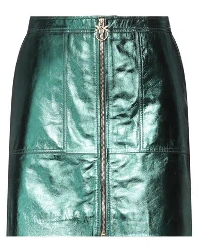 Pinko Woman Mini Skirt Emerald Green Size 4 Sheepskin, Acrylic, Polyurethane In Green