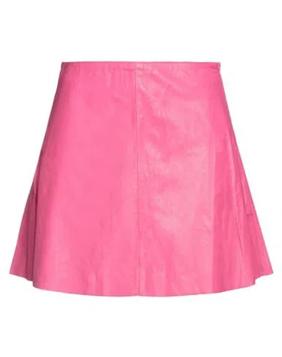 Pinko Woman Mini Skirt Fuchsia Size 4 Ovine Leather