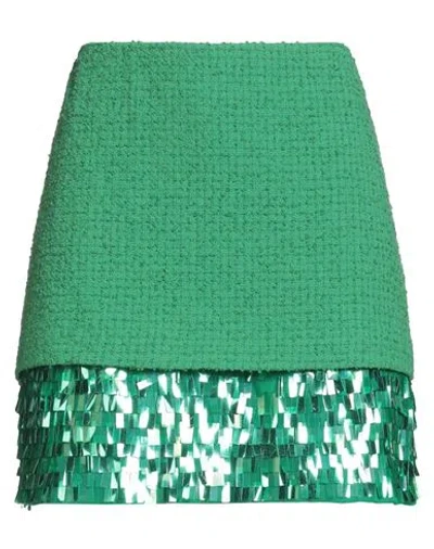 Pinko Woman Mini Skirt Green Size 8 Cotton, Polyester, Acrylic