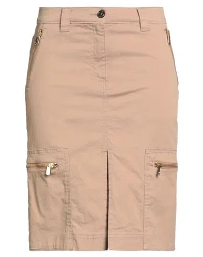 Pinko Woman Mini Skirt Light Brown Size 2 Cotton, Elastane In Neutral