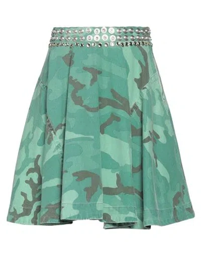 Pinko Woman Mini Skirt Light Green Size 4 Cotton, Acrylic, Brass