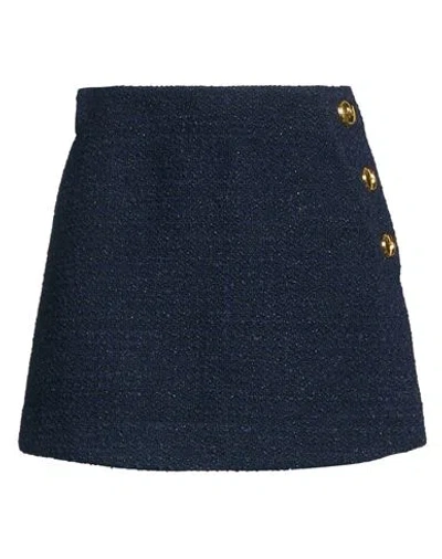 Pinko Woman Mini Skirt Navy Size 4 Polyester, Cotton, Acrylic, Metal Fiber, Wool In Black