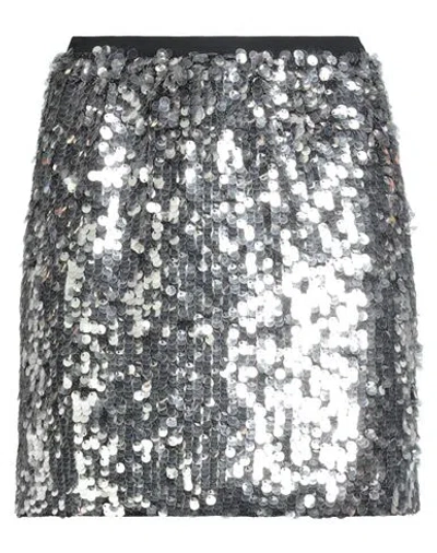 Pinko Woman Mini Skirt Silver Size 6 Polyester