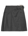 Pinko Woman Mini Skirt Charcoal Size 4 Wool, Polyester, Viscose, Elastane In Grey