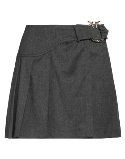 Pinko Woman Mini Skirt Charcoal Size 4 Wool, Polyester, Viscose, Elastane In Grey