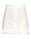 Pinko Woman Mini Skirt White Size 2 Cotton, Acrylic, Polyester, Wool, Viscose
